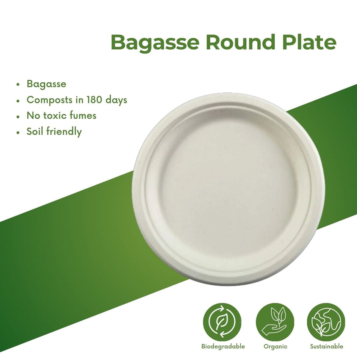 100% Bio Bagasse Plates