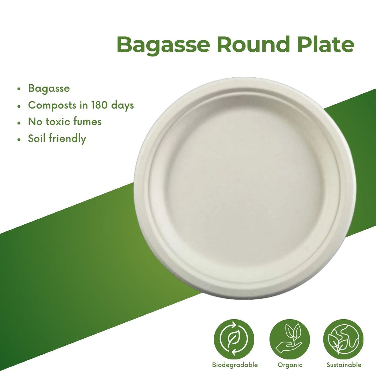 100% Bio Bagasse Plates 1