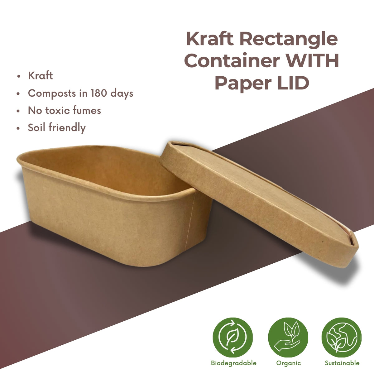 100% Bio kraft Rectangle Container With Lid 3