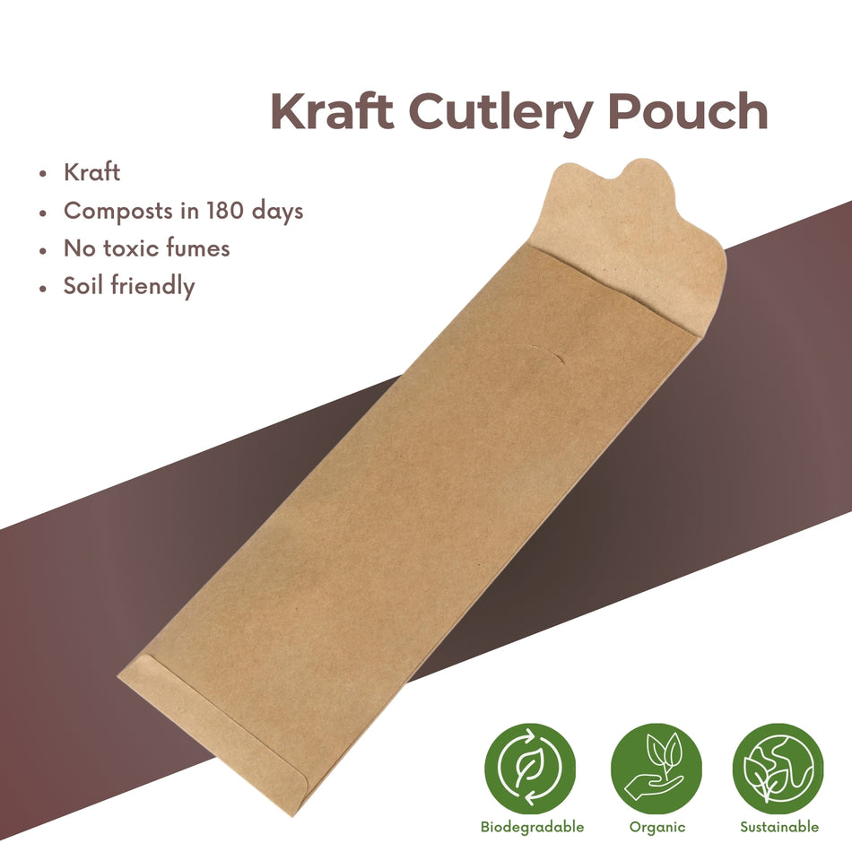 Kraft Cutlery Pouch -1000Pcs/Box-8.5x22.5CM