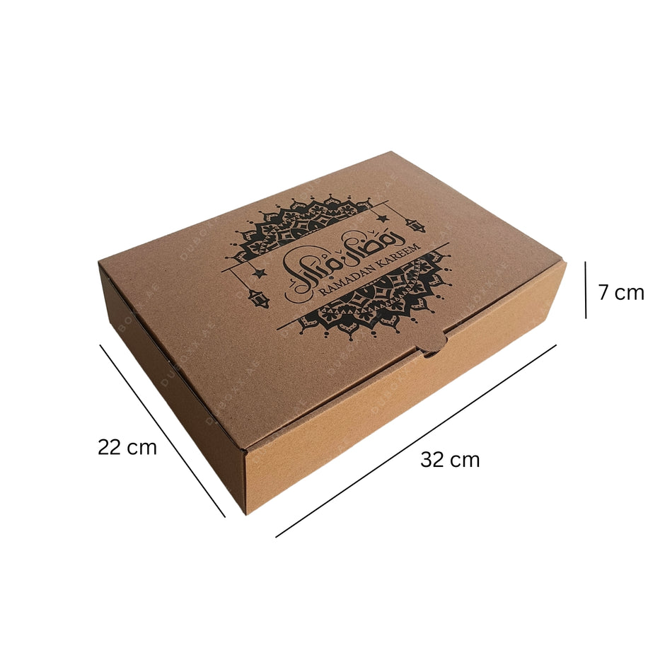 Ramadan Food Packing Box-32x22x7CM-Brown (Printed)-50Pcs/Pack