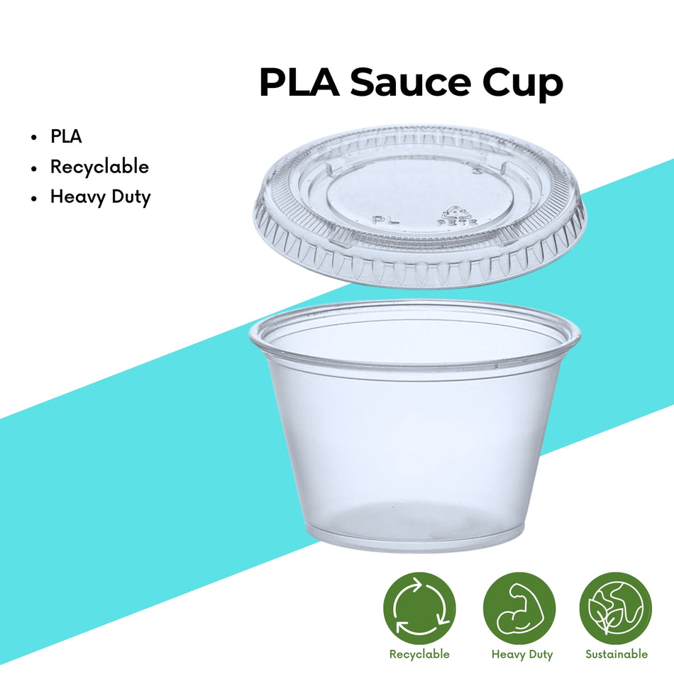 Compostable PLA Sauce Container With Flat LID -4oz