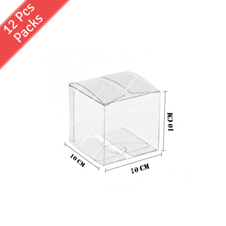 Small Gift Boxes- (12 PSC/PACK) 10x10x10CM-Brown/White/Clear