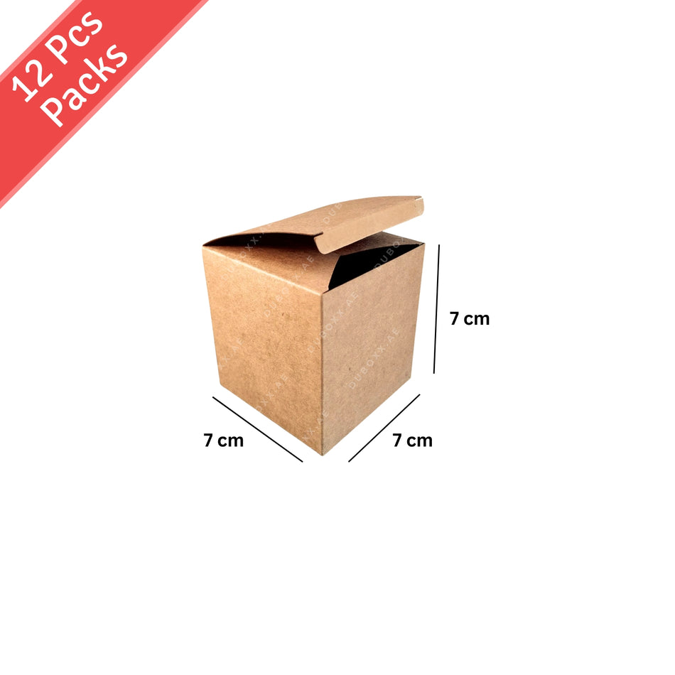 Small Gift Boxes- (12 PSC/PACK) 7x7x7CM-Brown/White