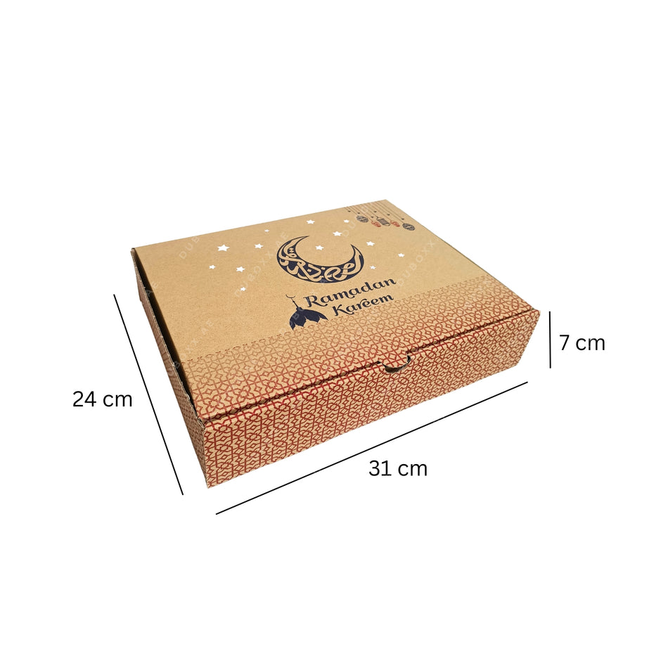 Ramadan Food Packing Box-31x24x7CM-Brown (3 Color Printed)-100Pcs/Pack