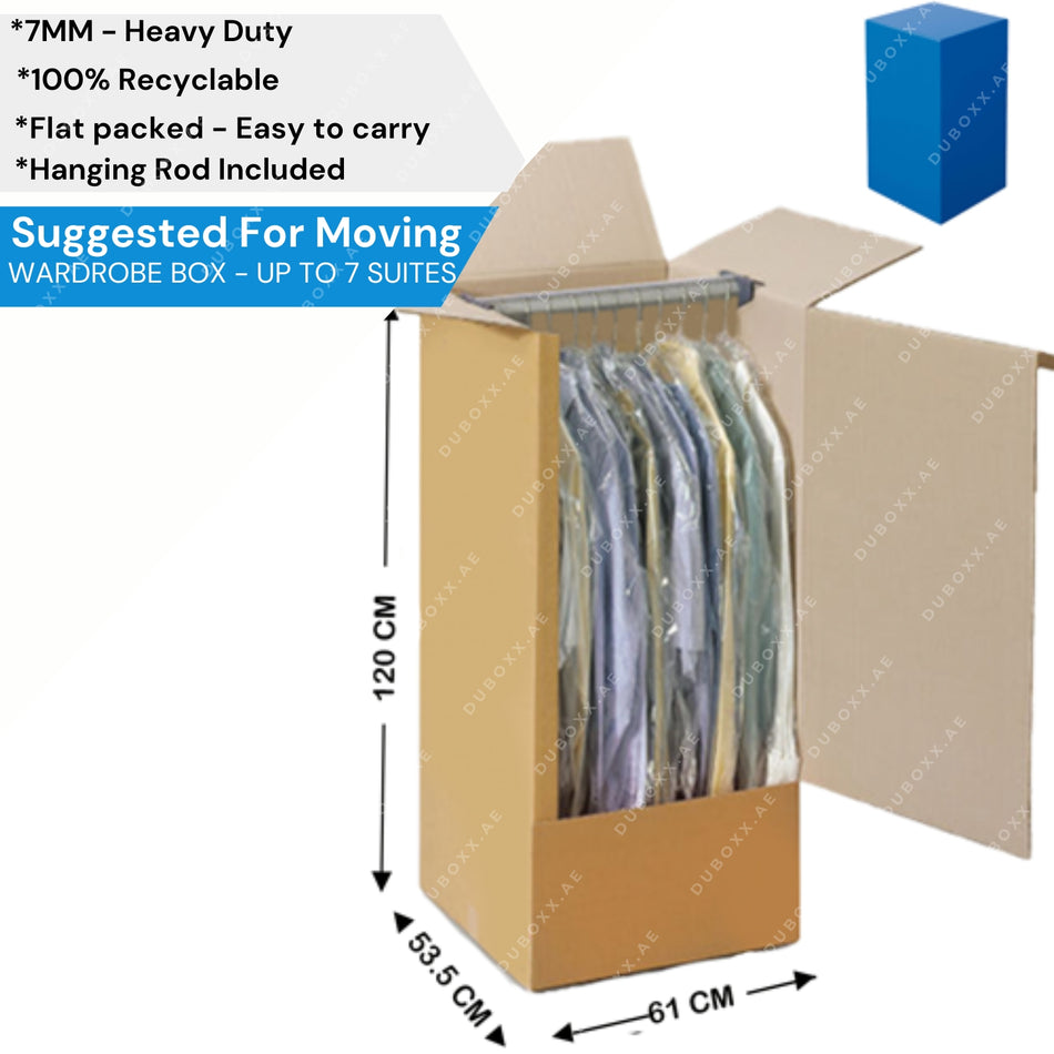 Wardrobe Box 61x53.5x120CM-5Ply Side Open with Hanging Rod