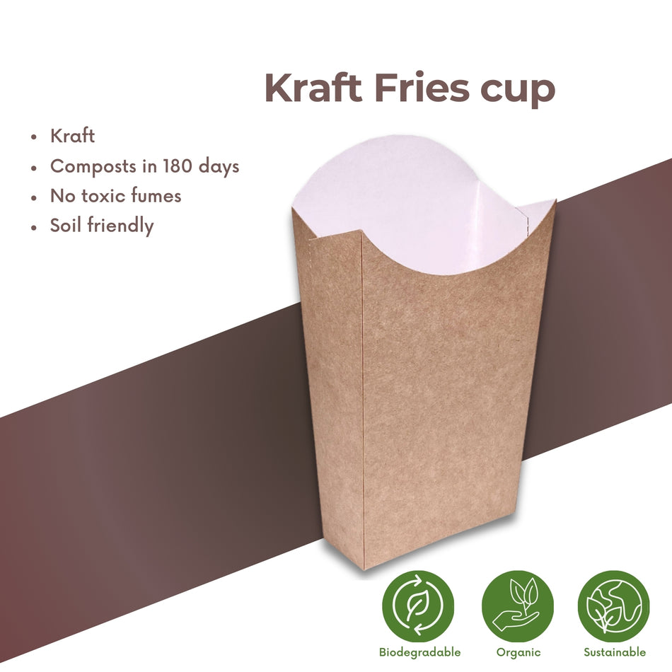 Kraft Fries Cups -1000Pcs/Box- 4 Sizes