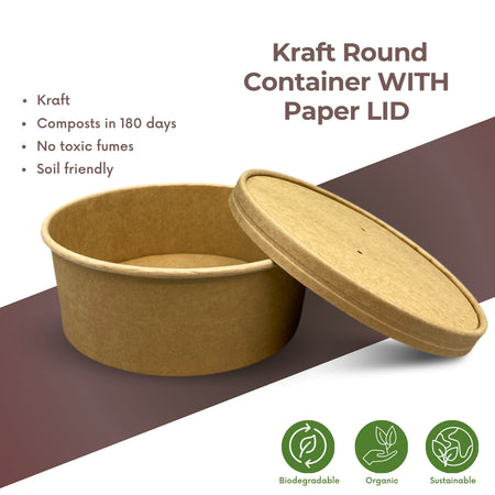 Bio Kraft Round Containers With Lid