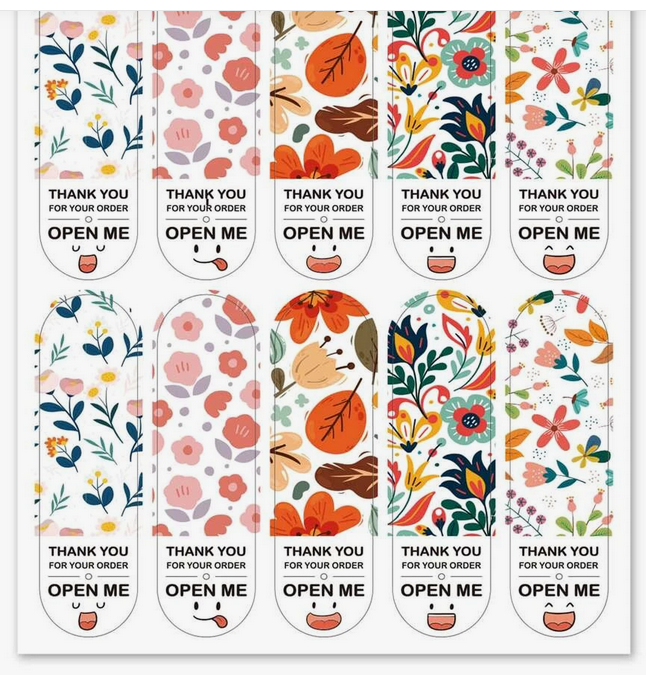 Thank You Stickers-Open Me Floral -100Pcs/Pack