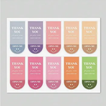 100 Pcs/Pack Colorful Sealing Labels Thank You For Your Order Stickers Cute Smile Gift Box Package Decorative Stickers
